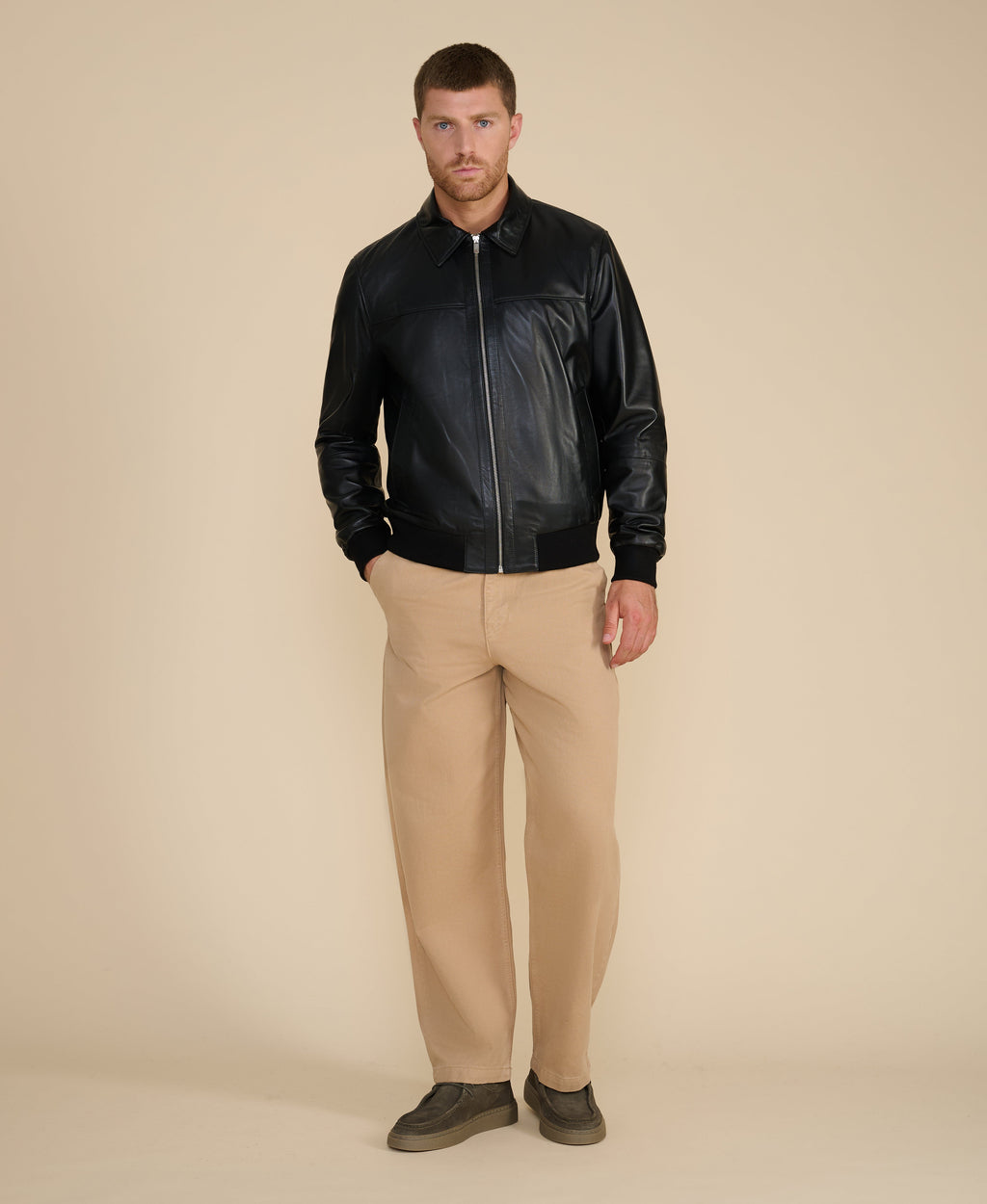 mason leather bomber jacket
