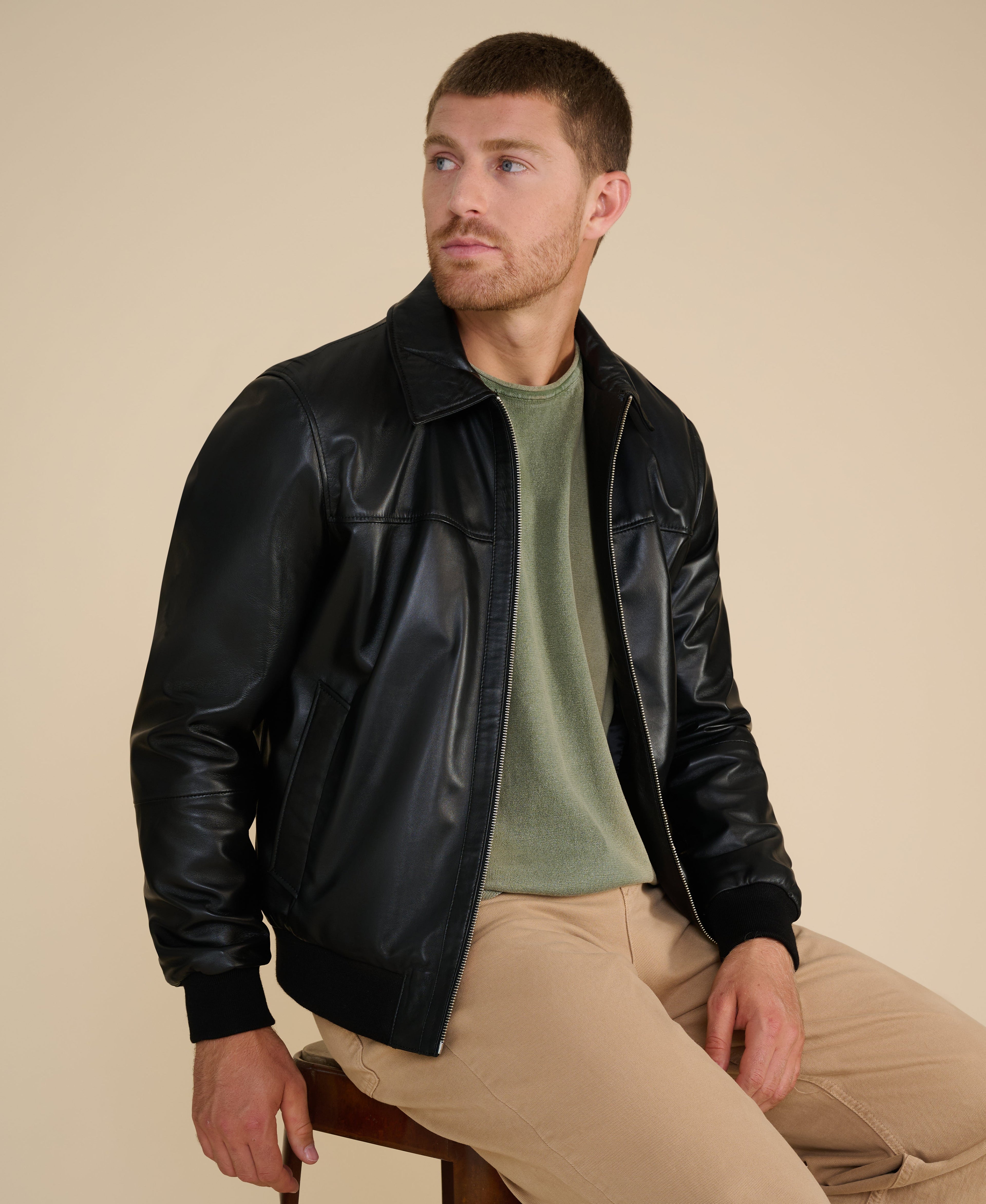 mason leather bomber jacket