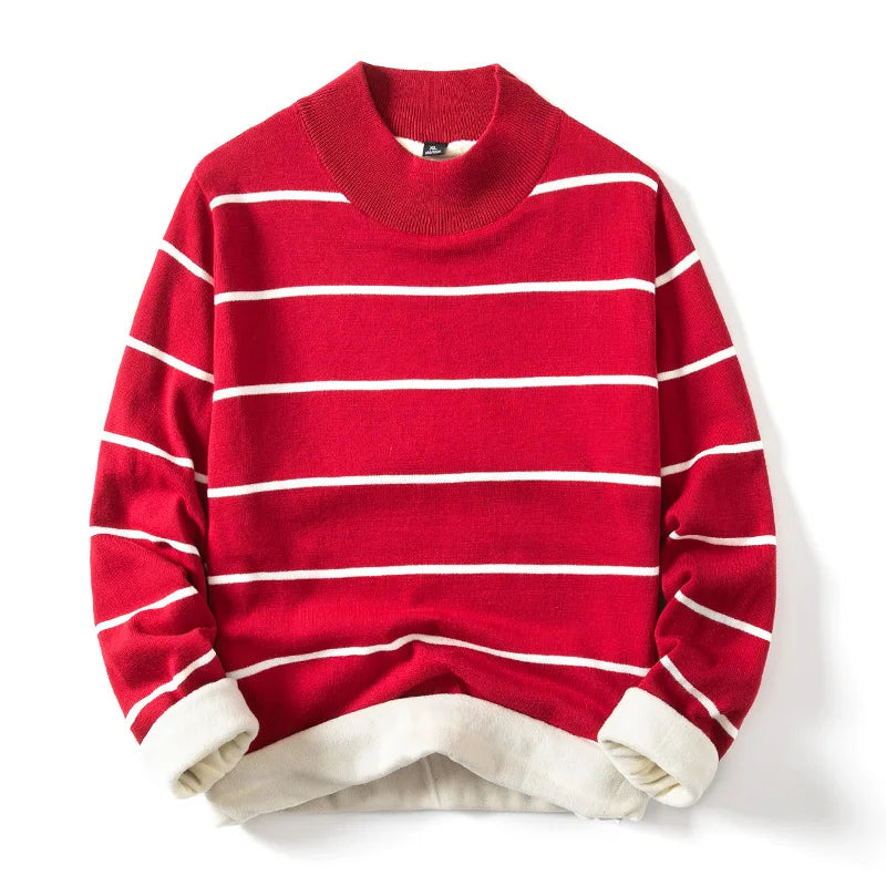coral striped sweater