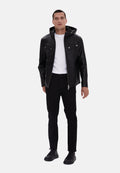 mens leather jacket black