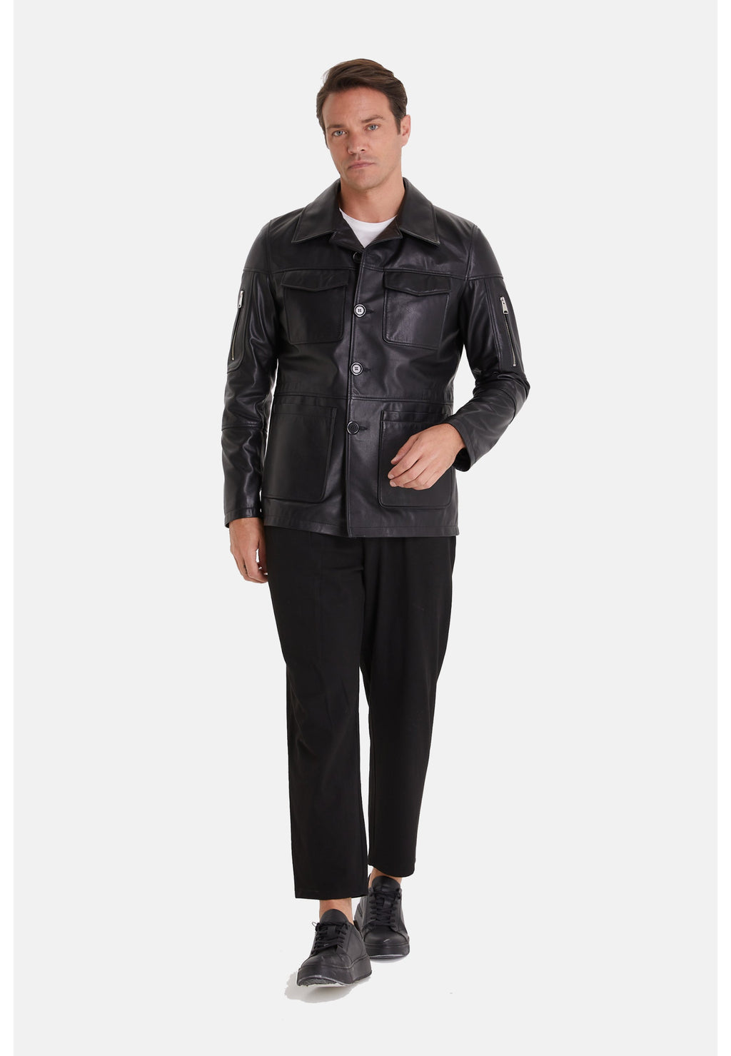 genuine leather safari black
