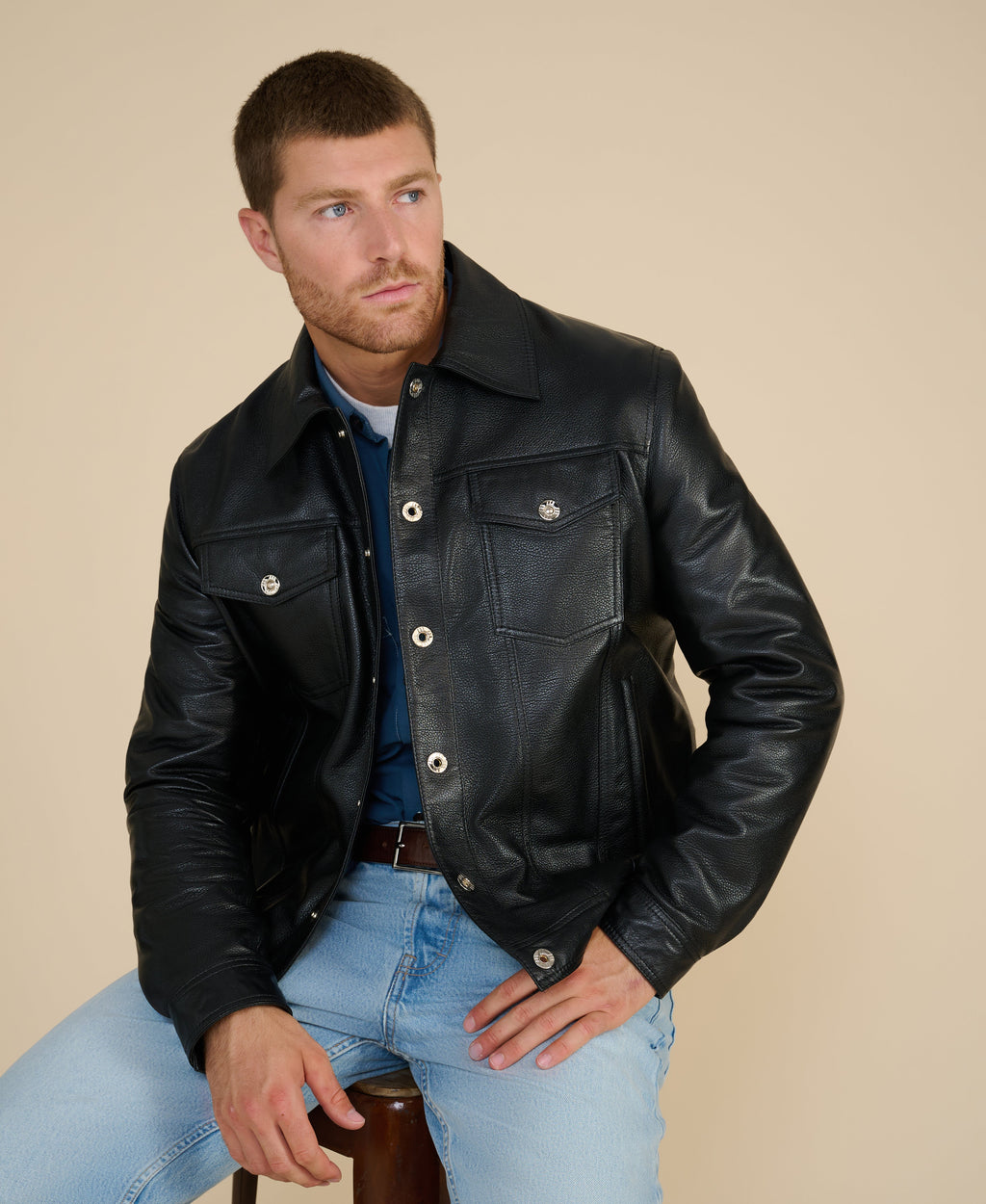 mens leather jacket black 4
