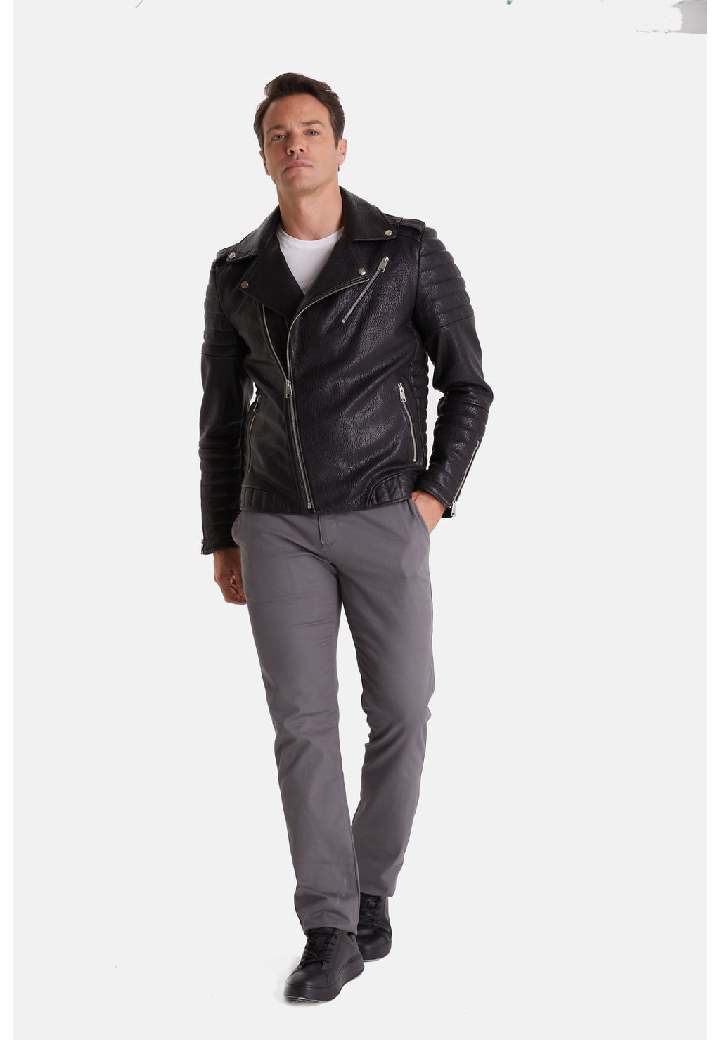 mens biker jacket black