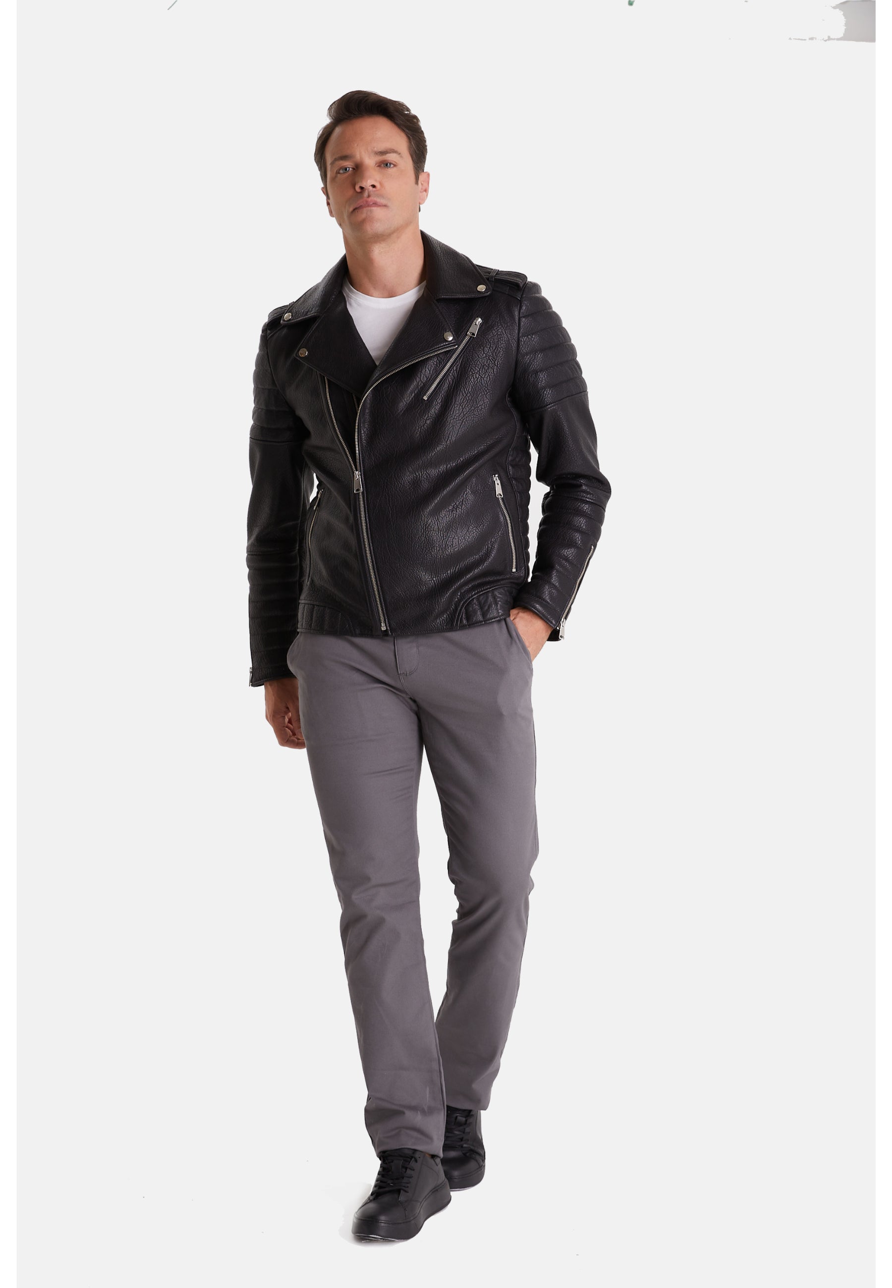 mens biker jacket black