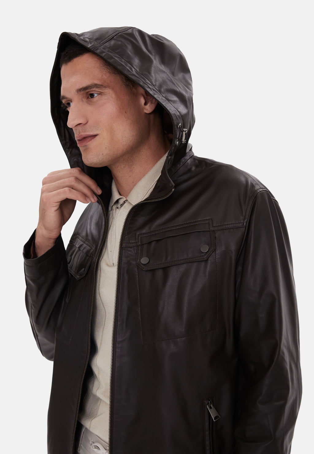 mens leather jacket nappa brown 1