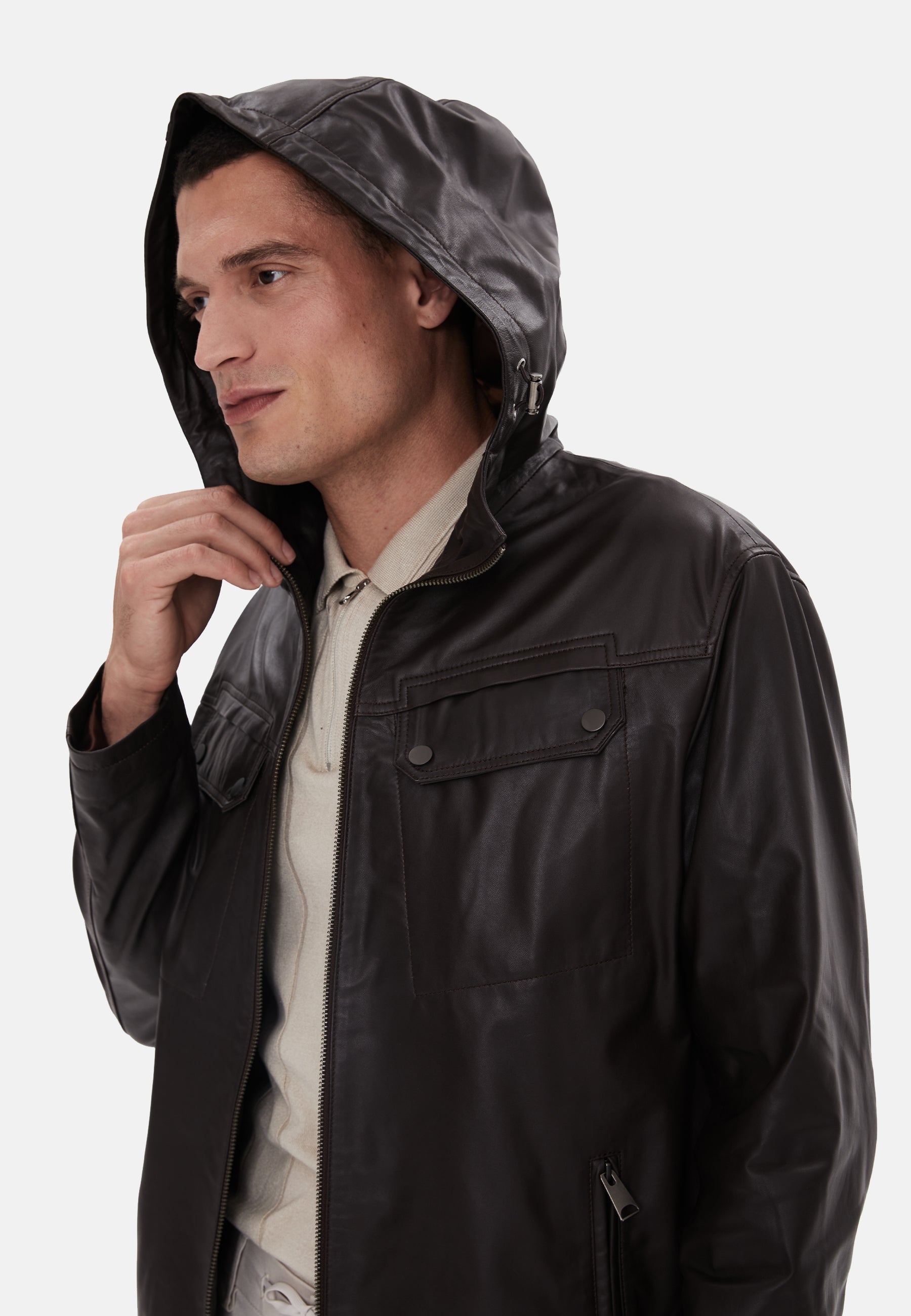 mens leather jacket nappa brown 1