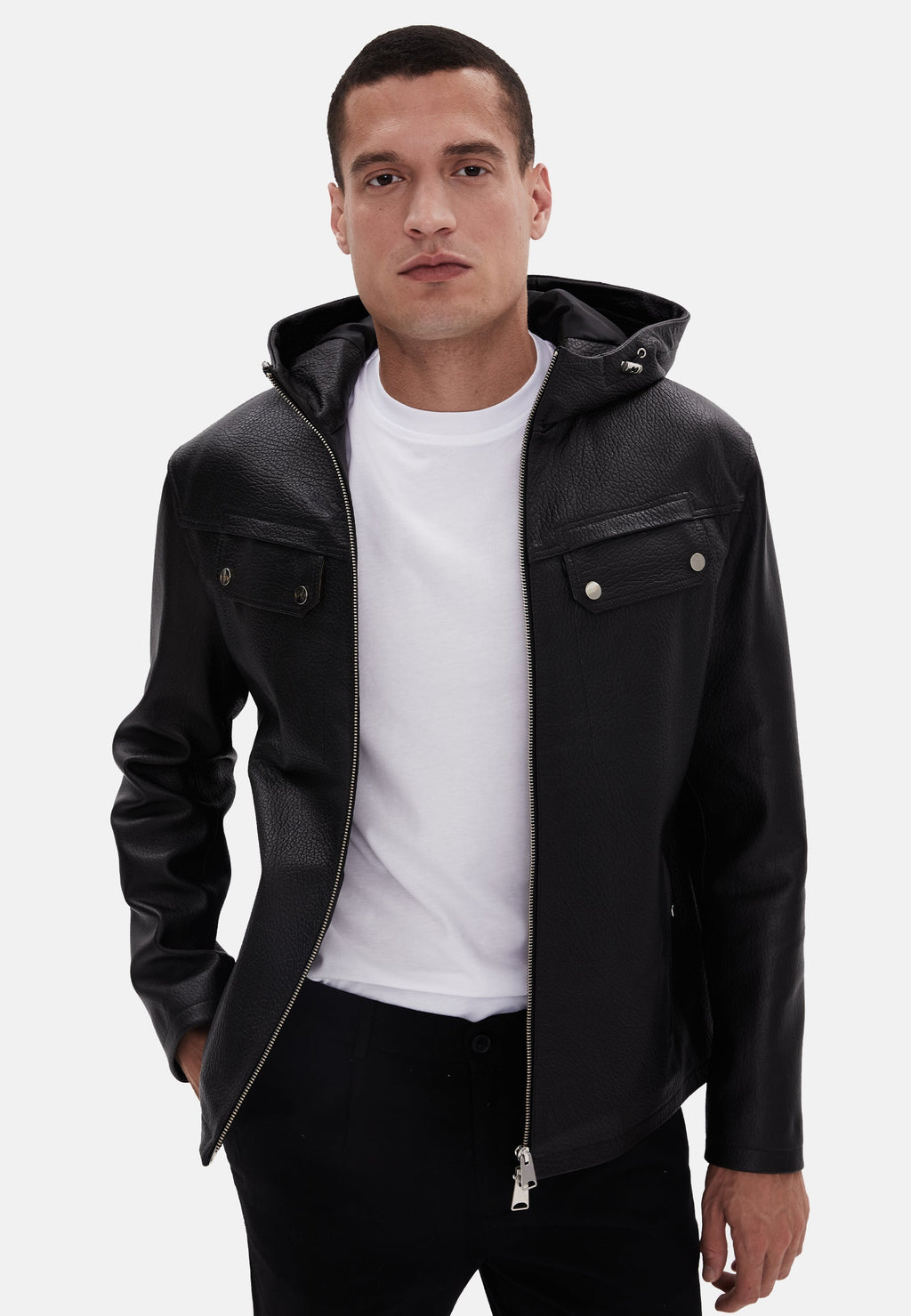 mens leather jacket black