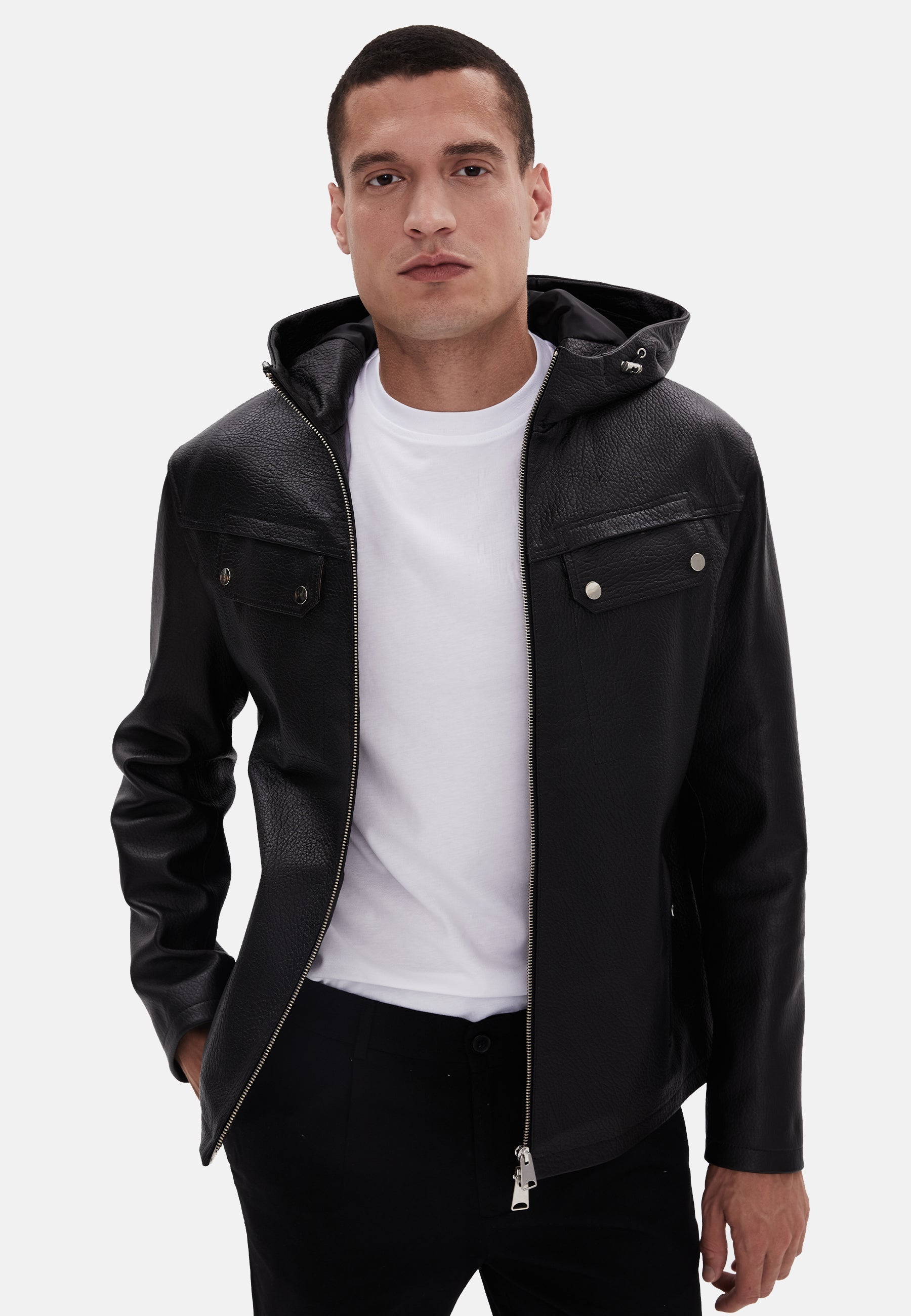 mens leather jacket black