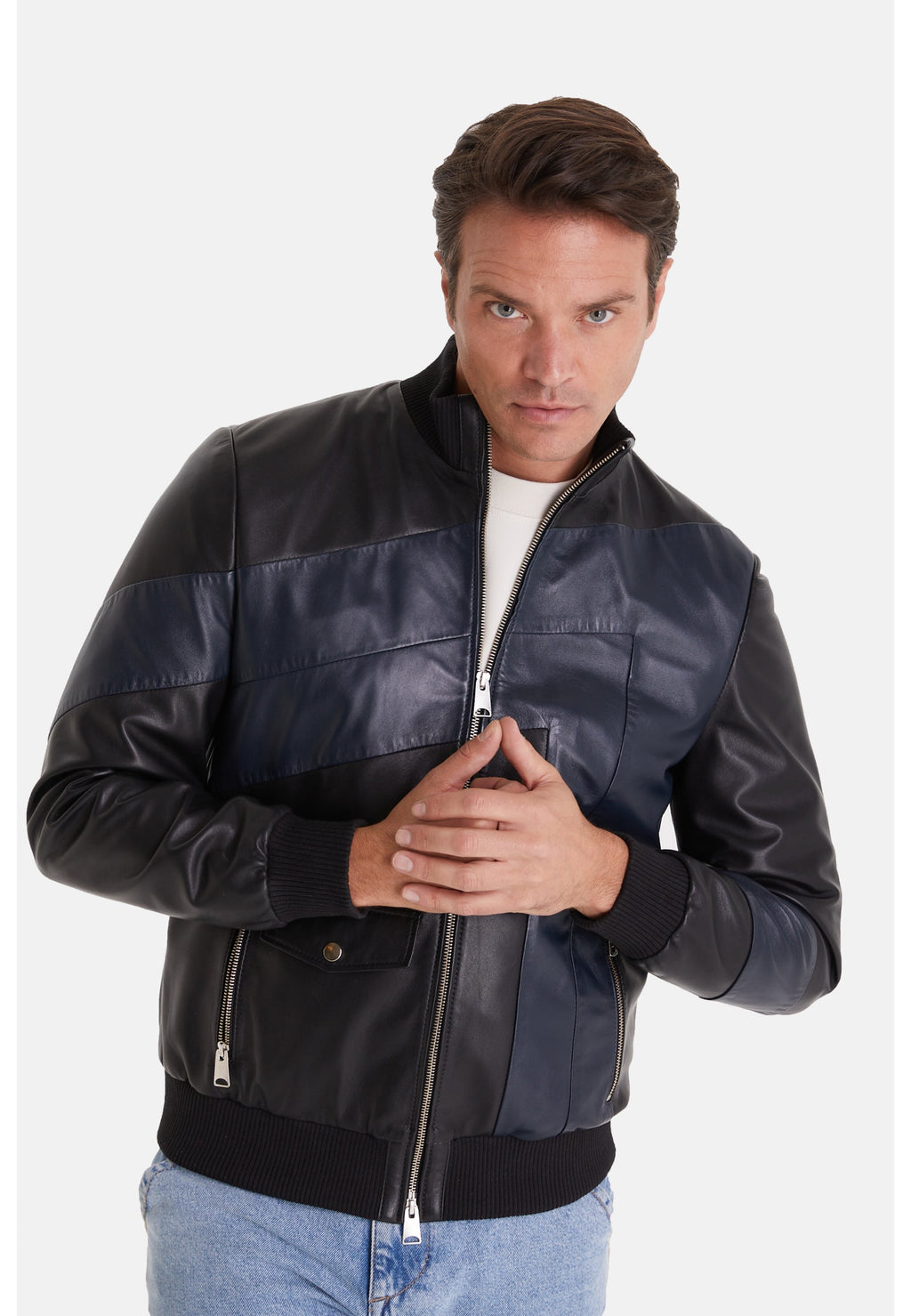 mens leather fashion jacket black