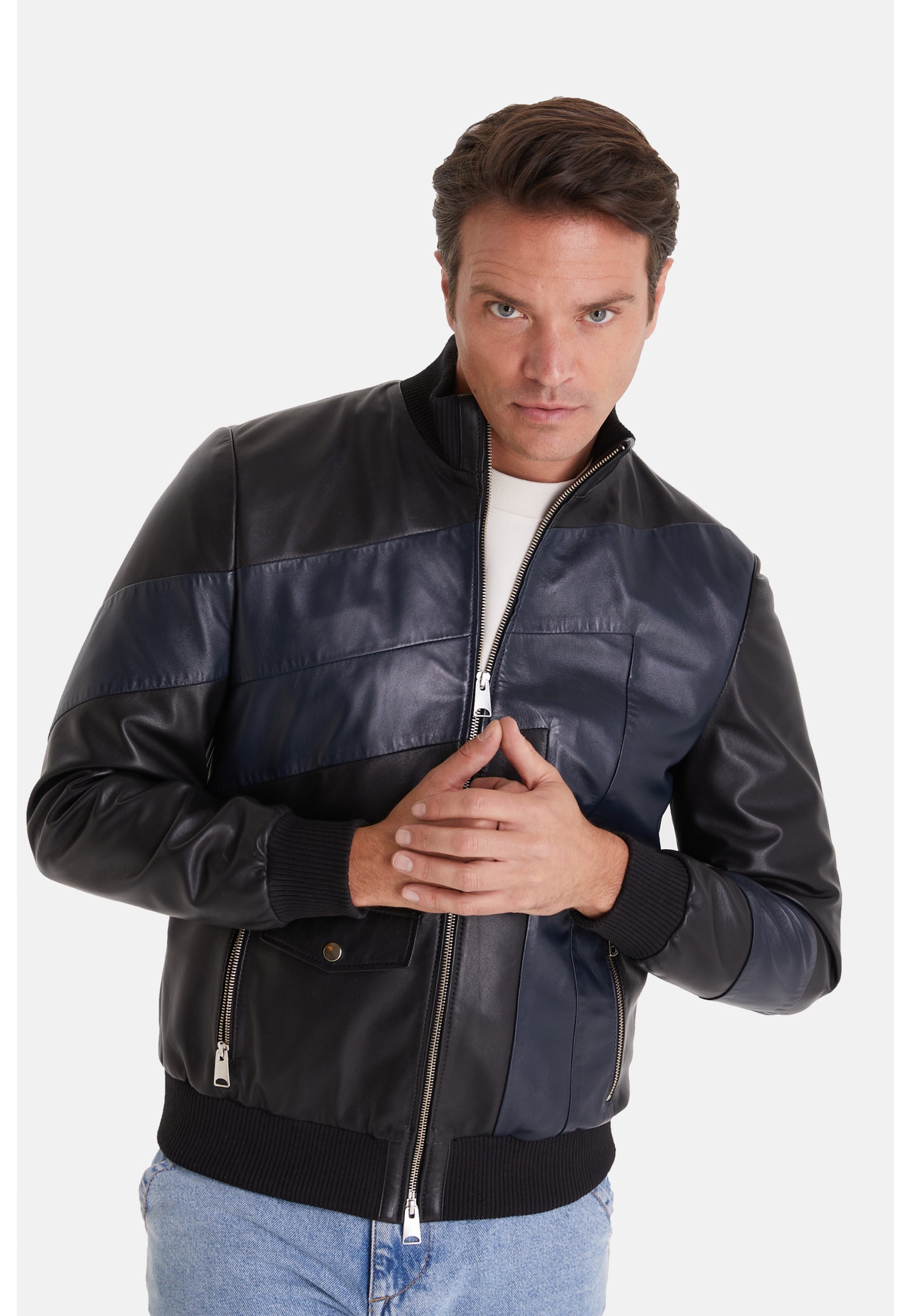 mens leather fashion jacket black