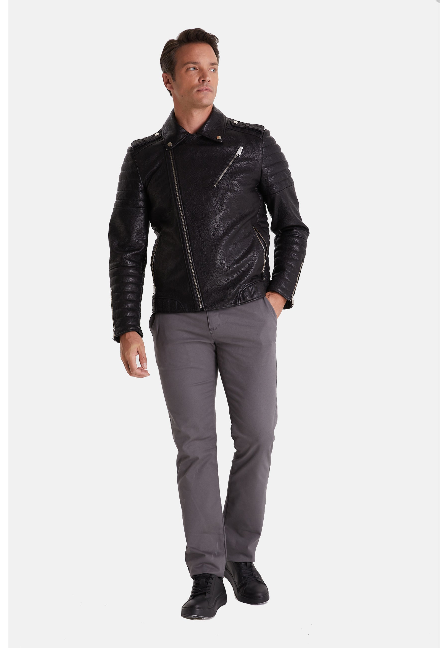 mens biker jacket black