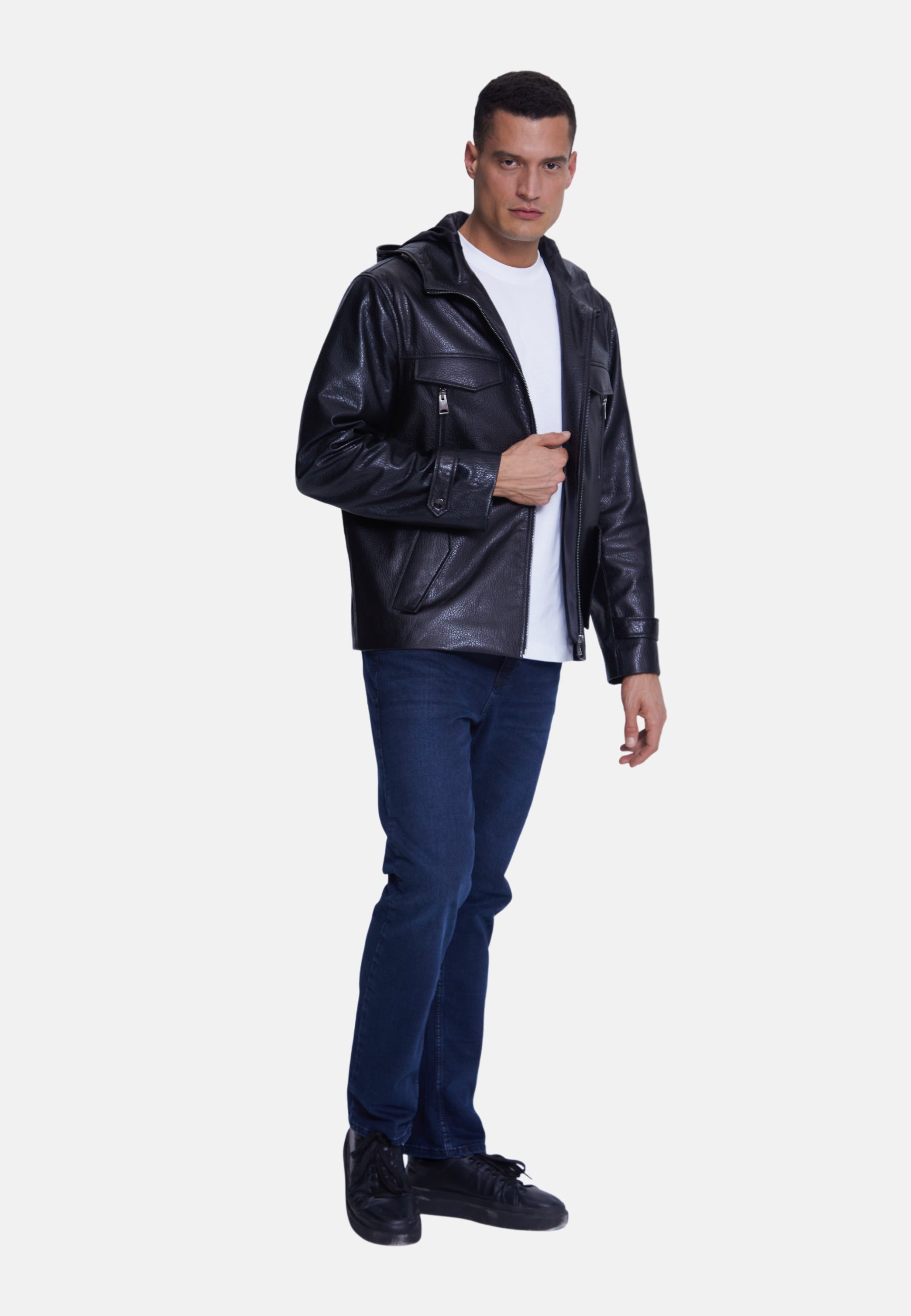 mens leather jacket elephant black