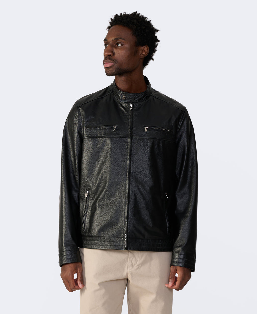 cruiser style genuine leather jacket black