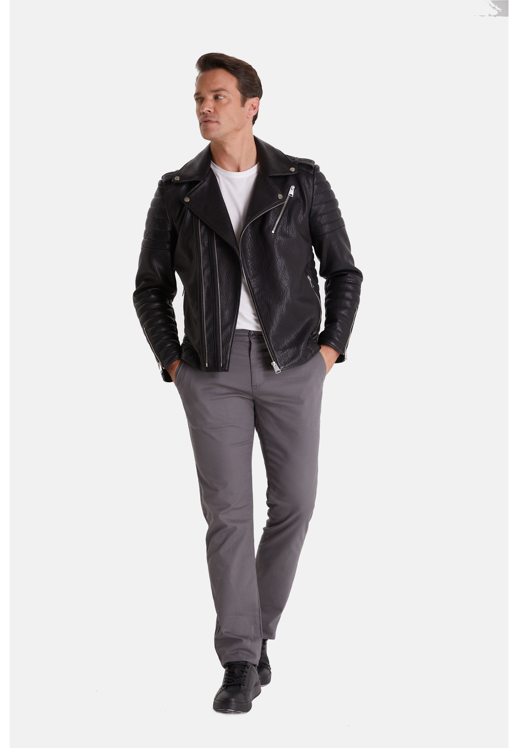 mens biker jacket black