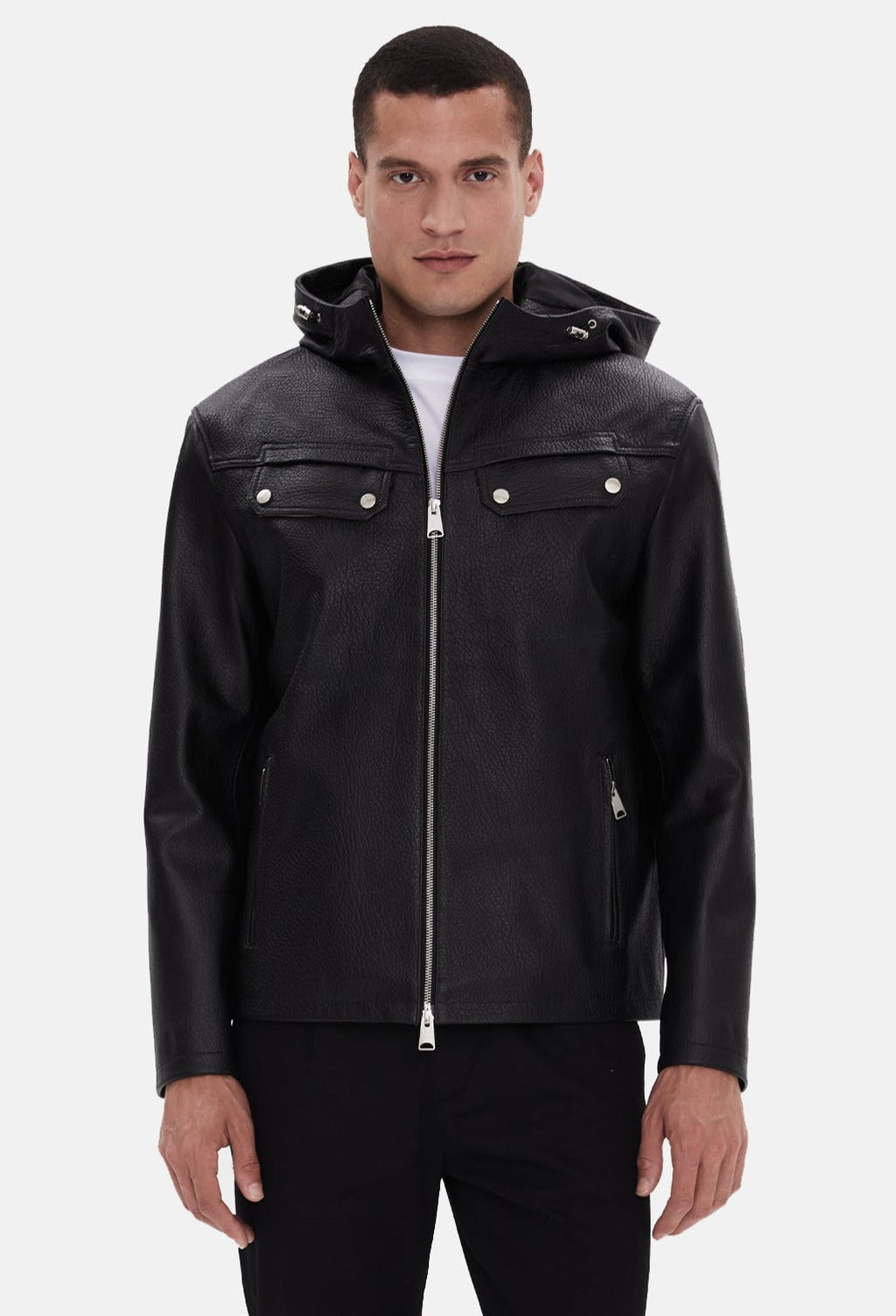 mens leather jacket black