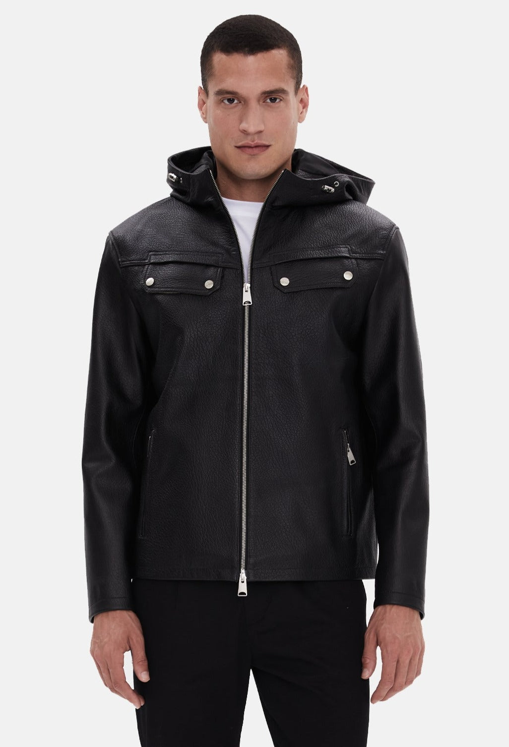 mens leather jacket black