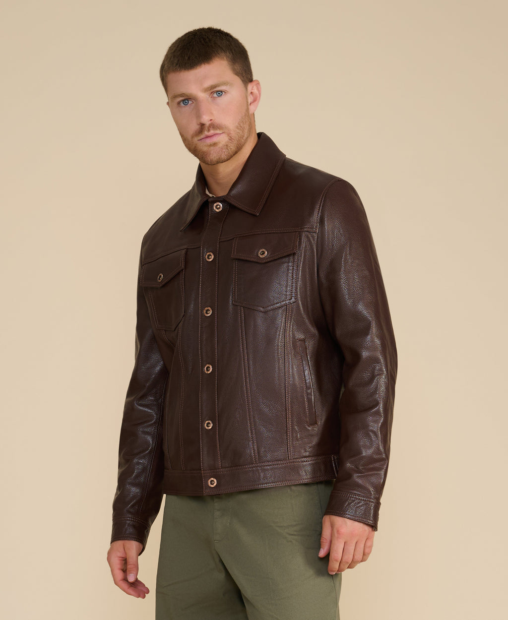mens leather jacket brown 3