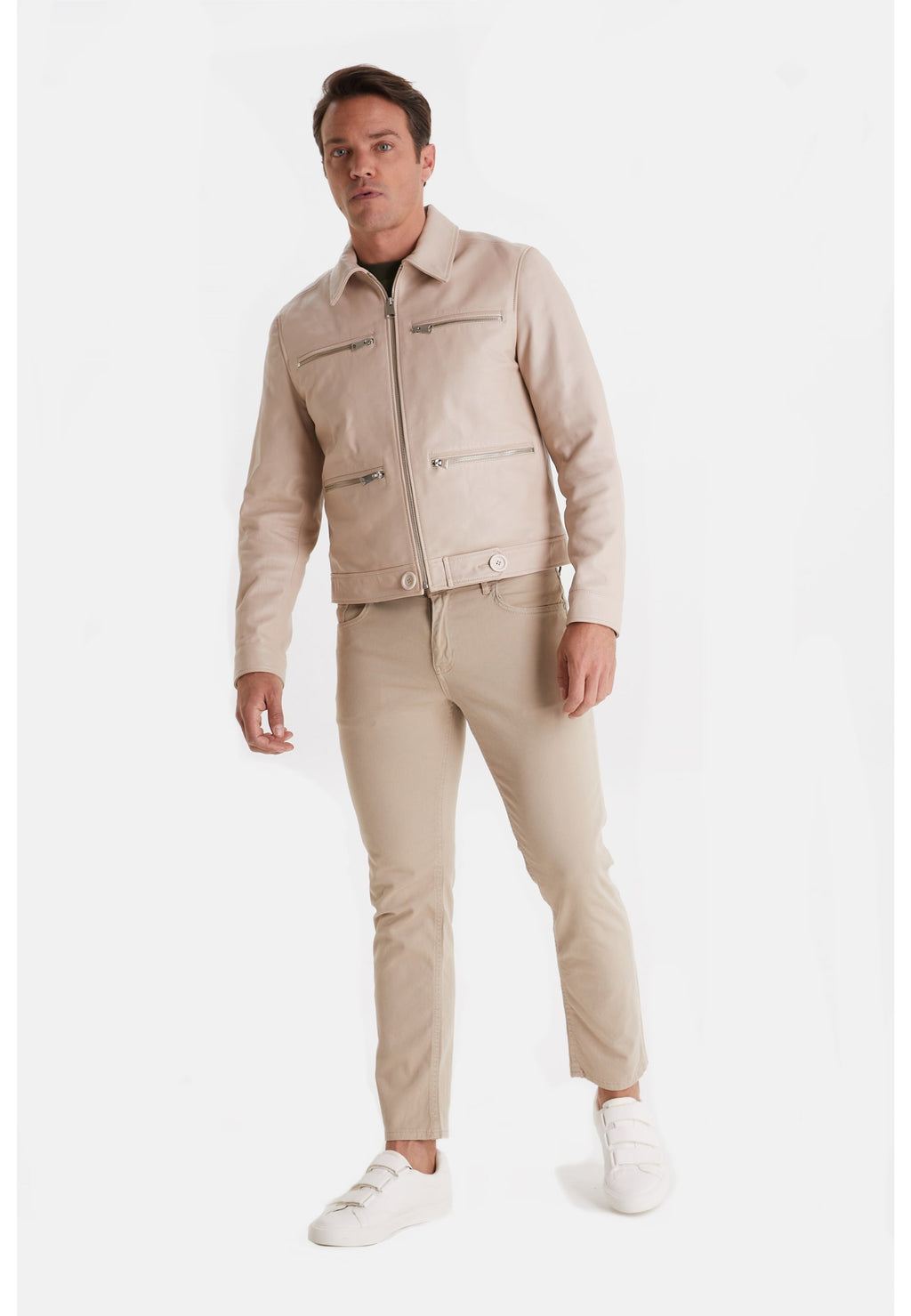 mens fashion jacket nappa beige 1