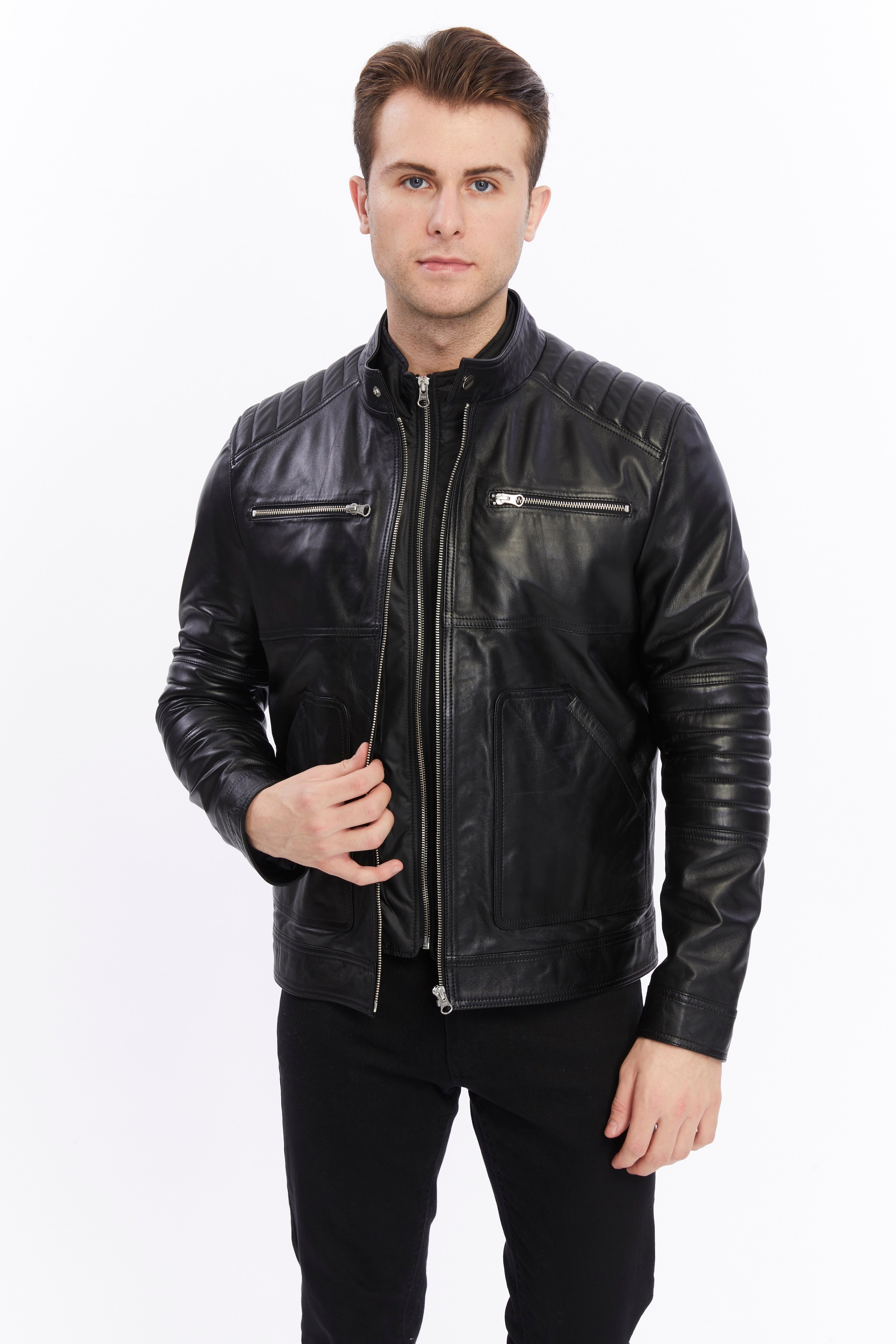 mens leather jacket black 5
