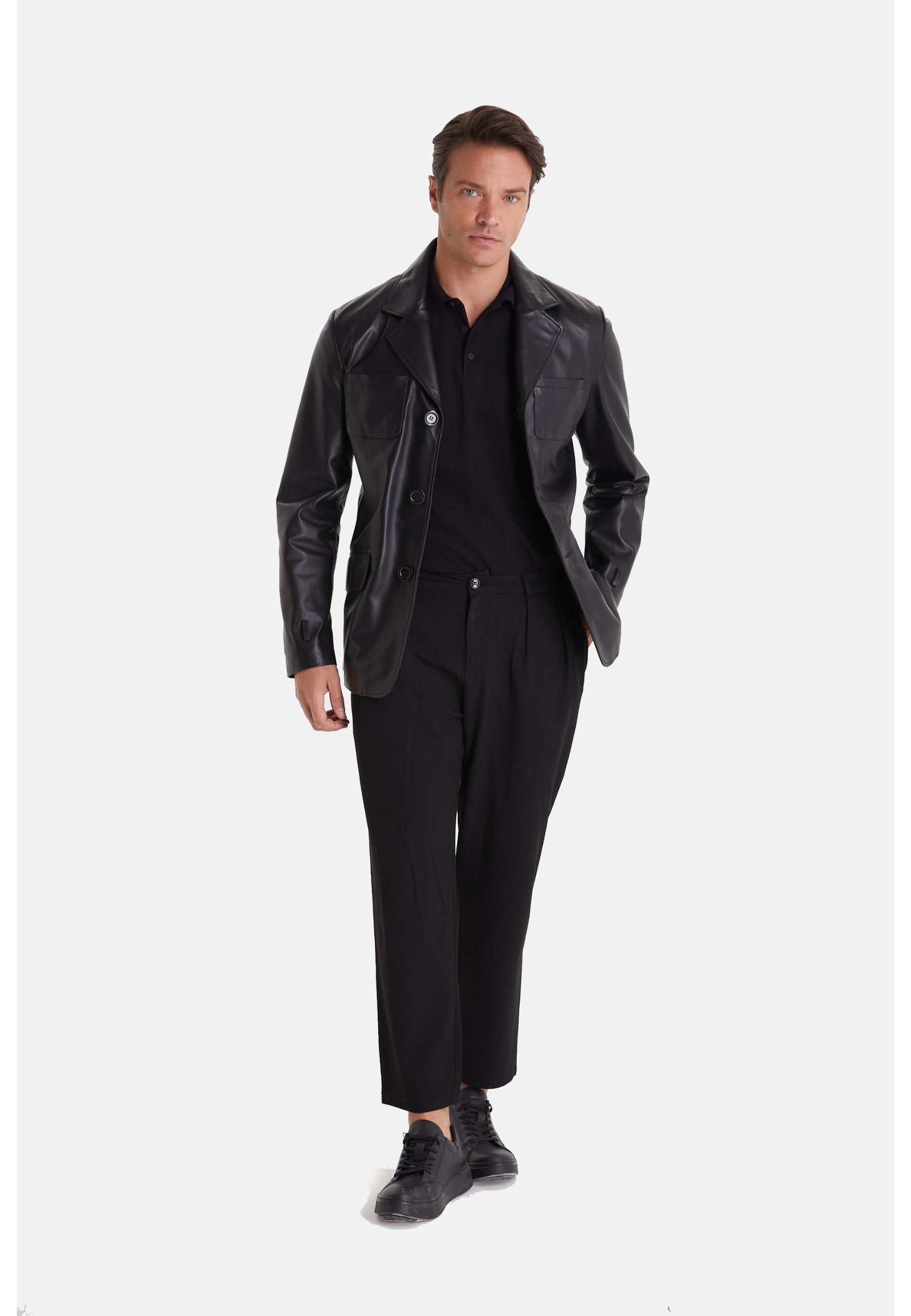 mens safari jacket black