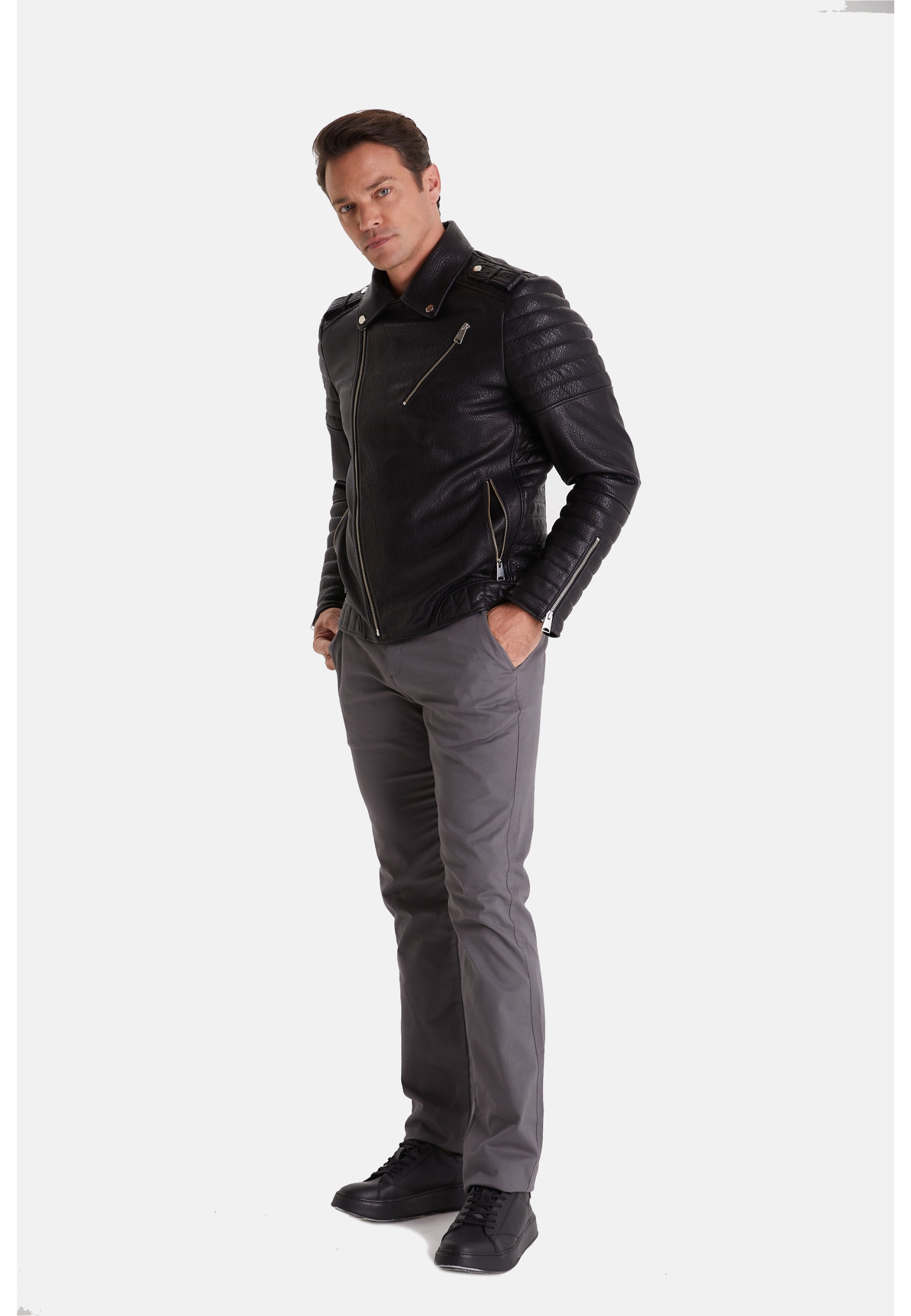 mens biker jacket black