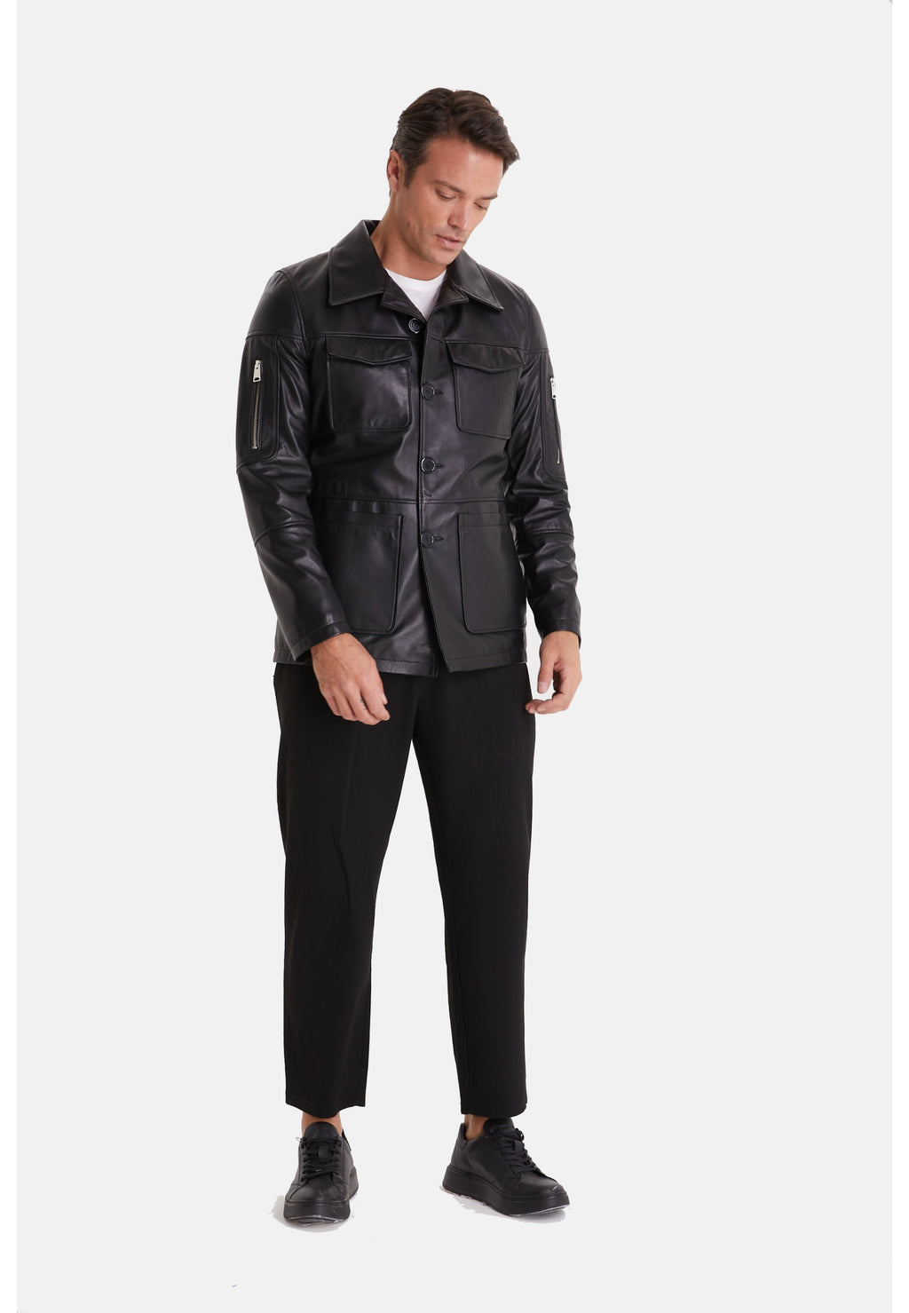 genuine leather safari black