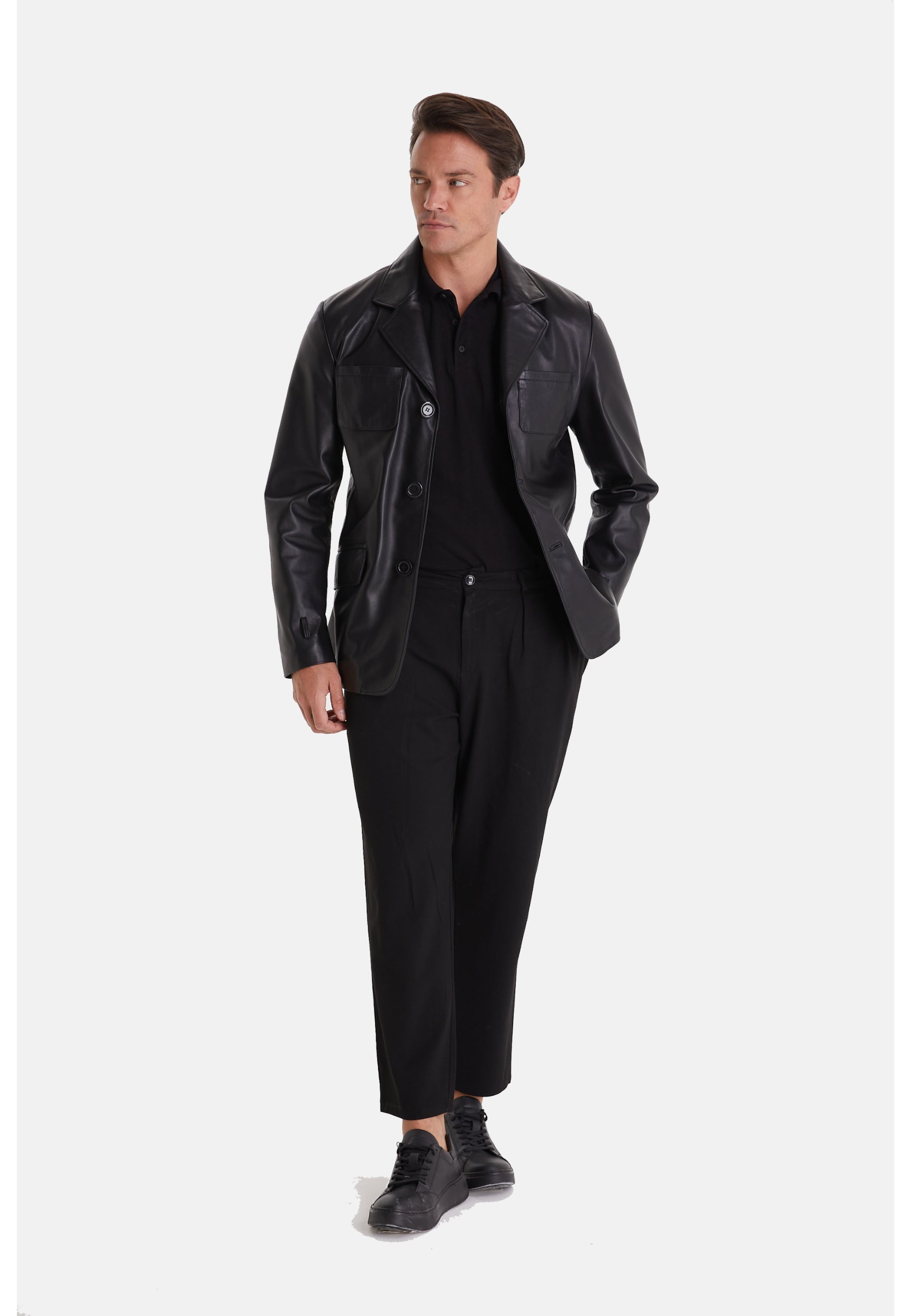 mens safari jacket black