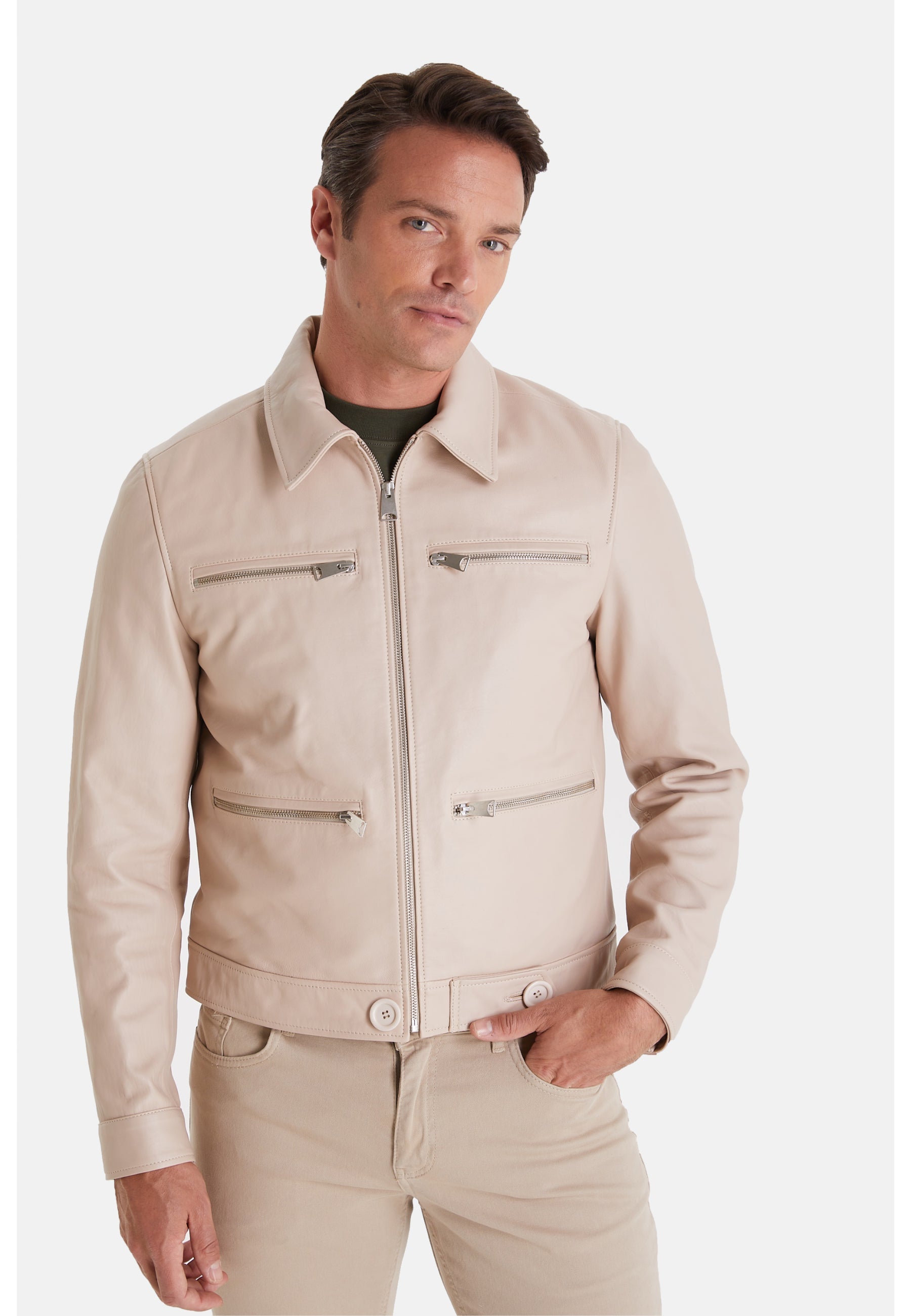 mens fashion jacket nappa beige 1