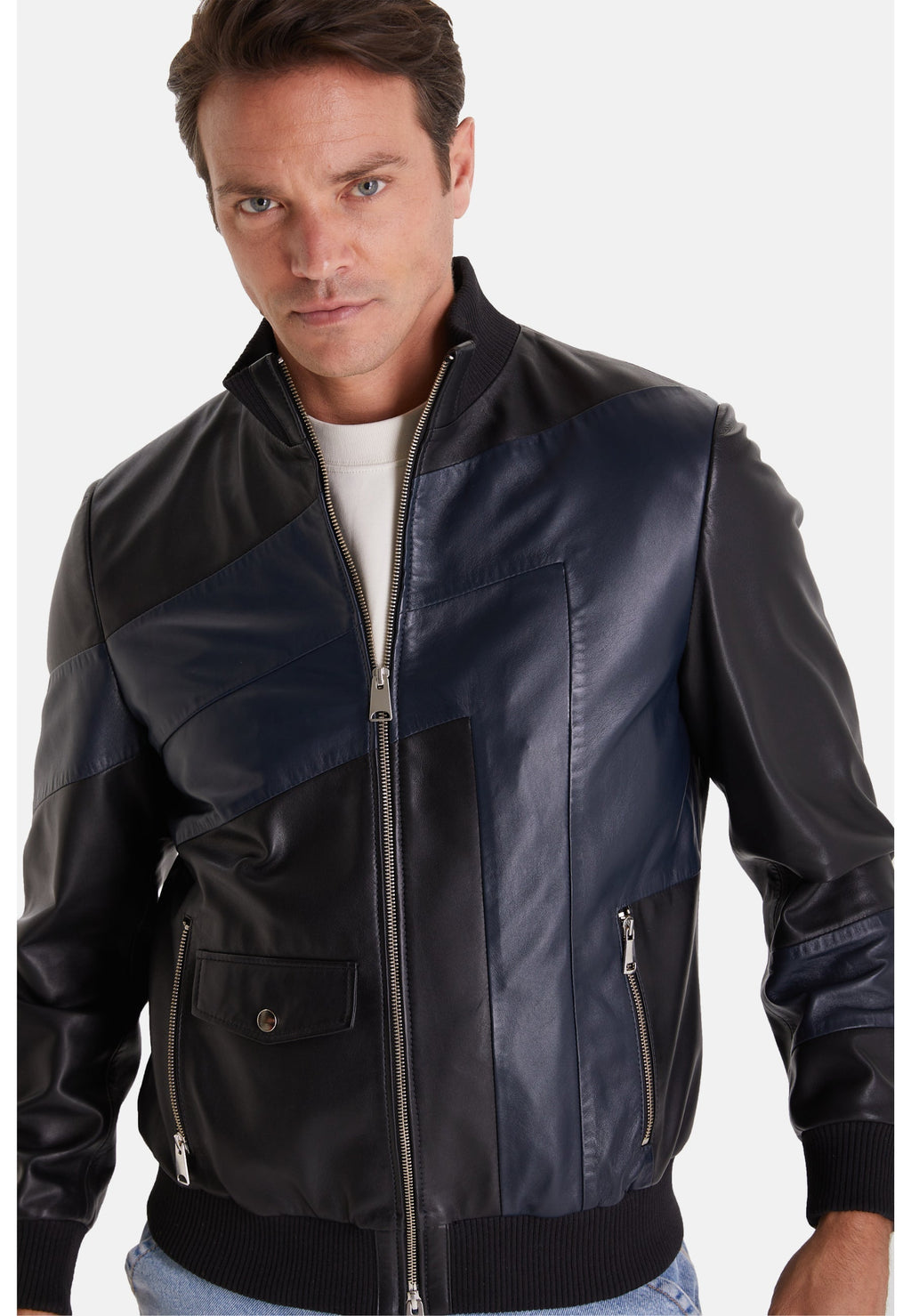 mens leather fashion jacket black