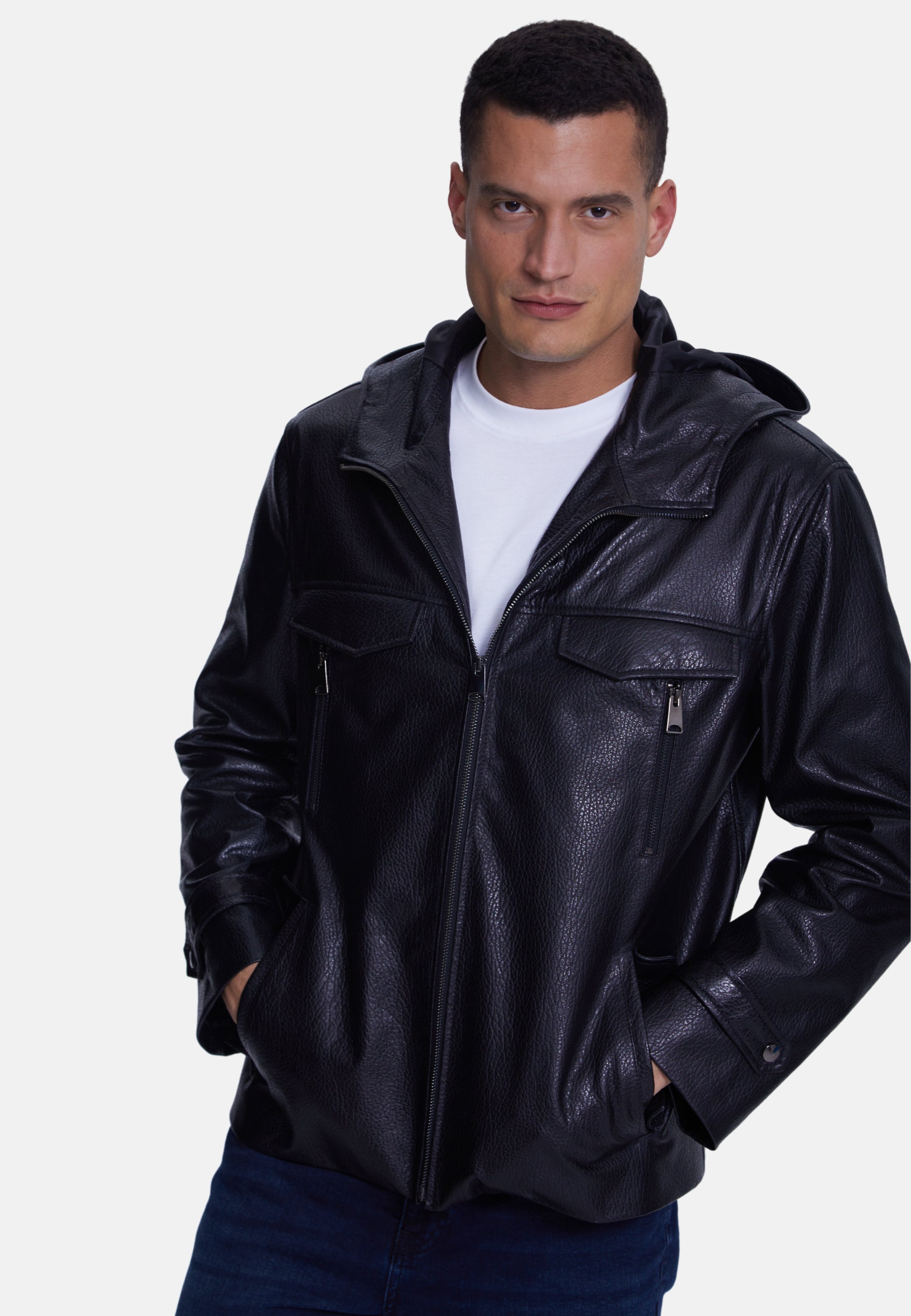 mens leather jacket elephant black