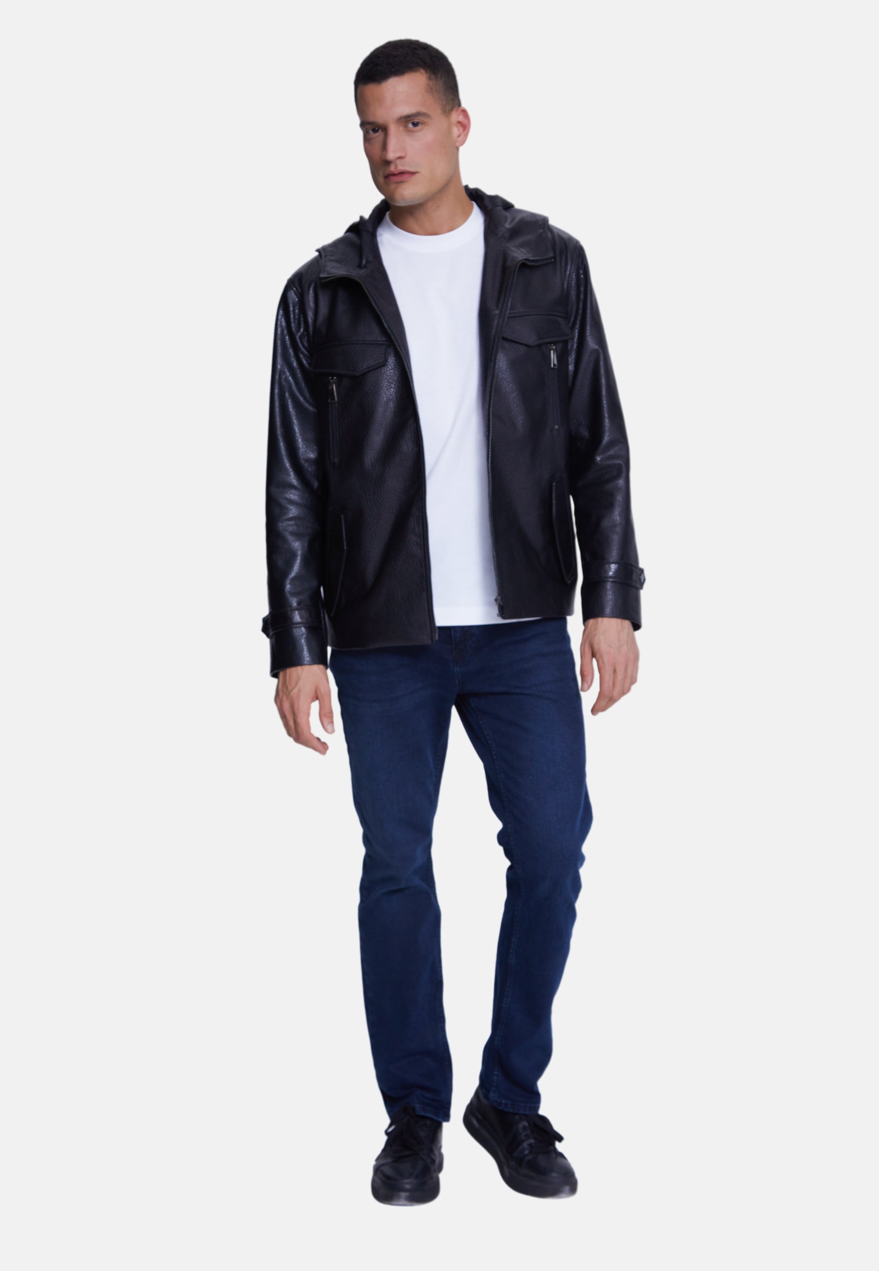 mens leather jacket elephant black