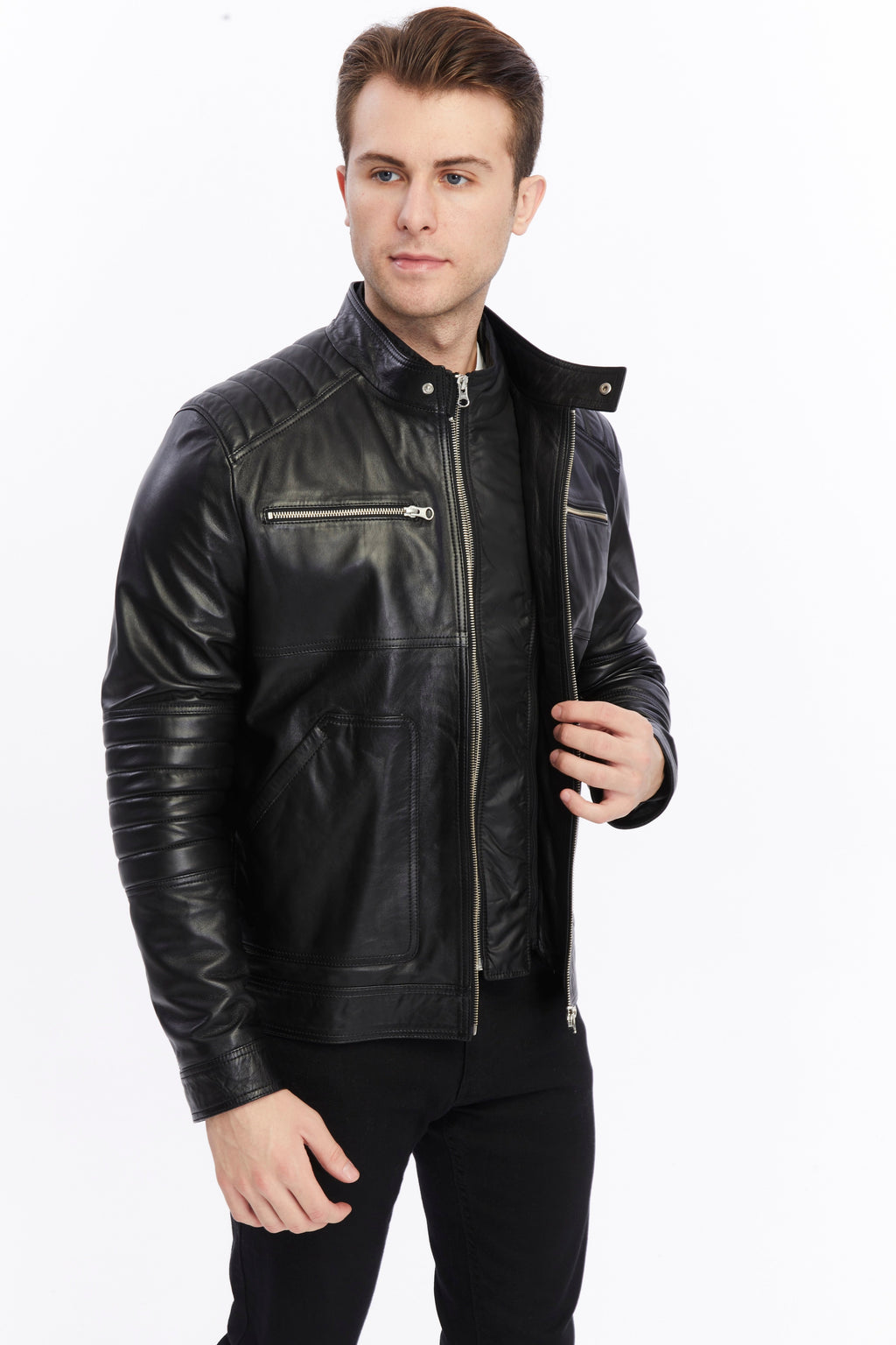 mens leather jacket black 5