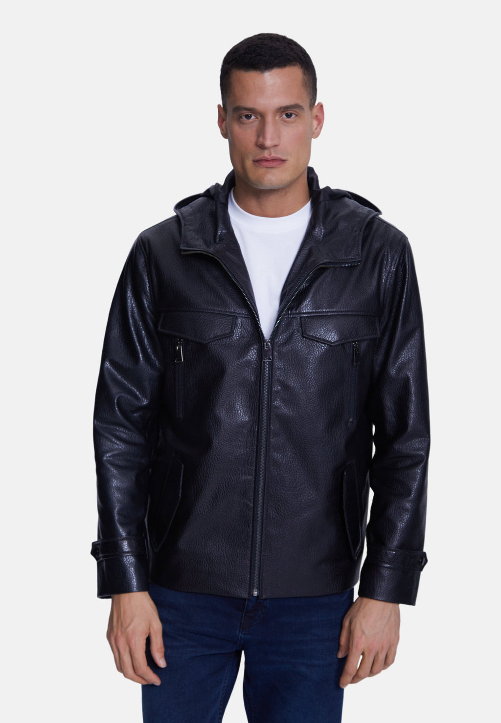 mens leather jacket elephant black