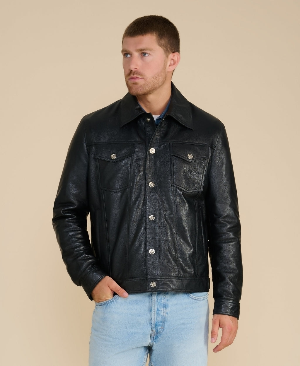 mens leather jacket black 4