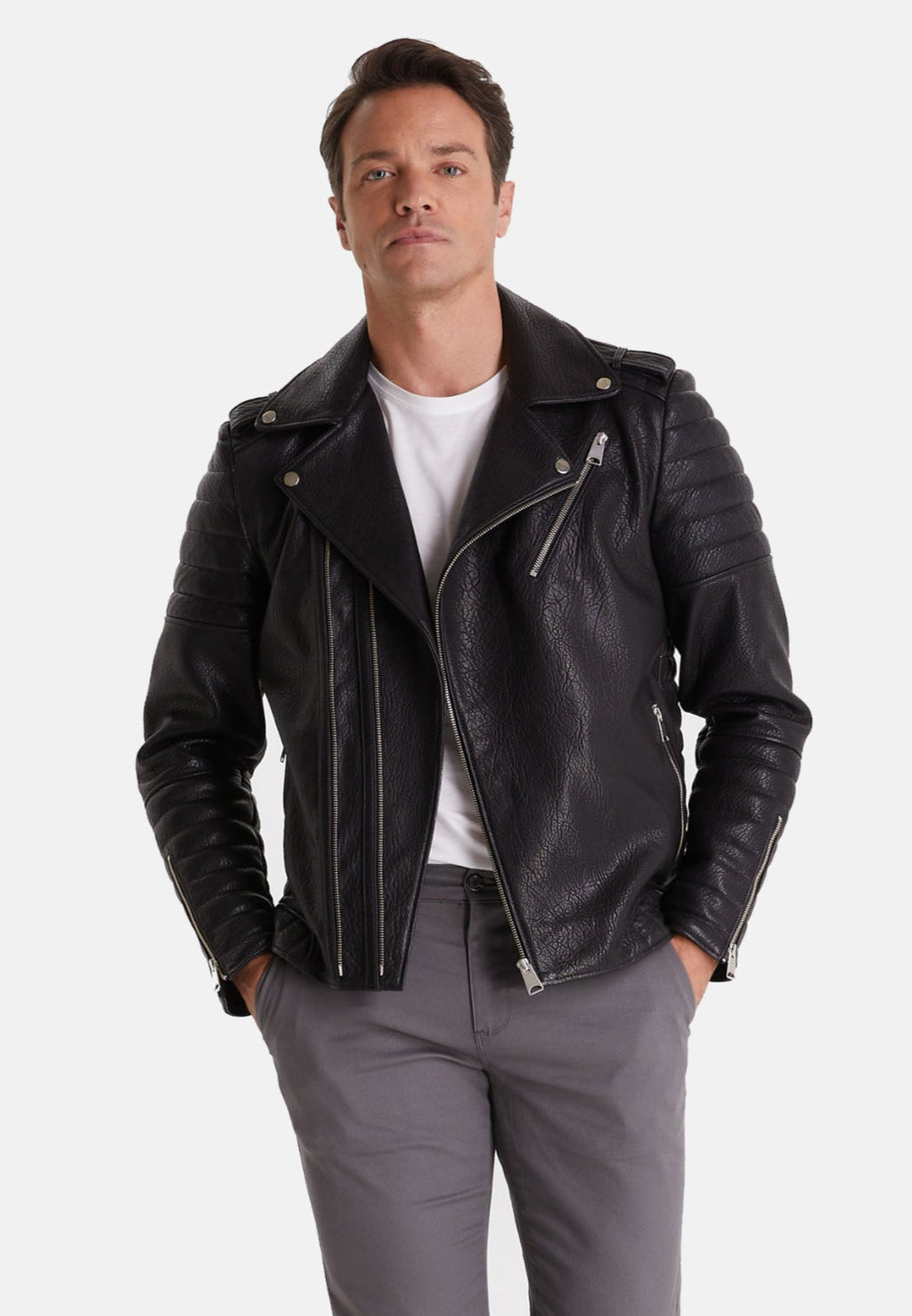 mens biker jacket black